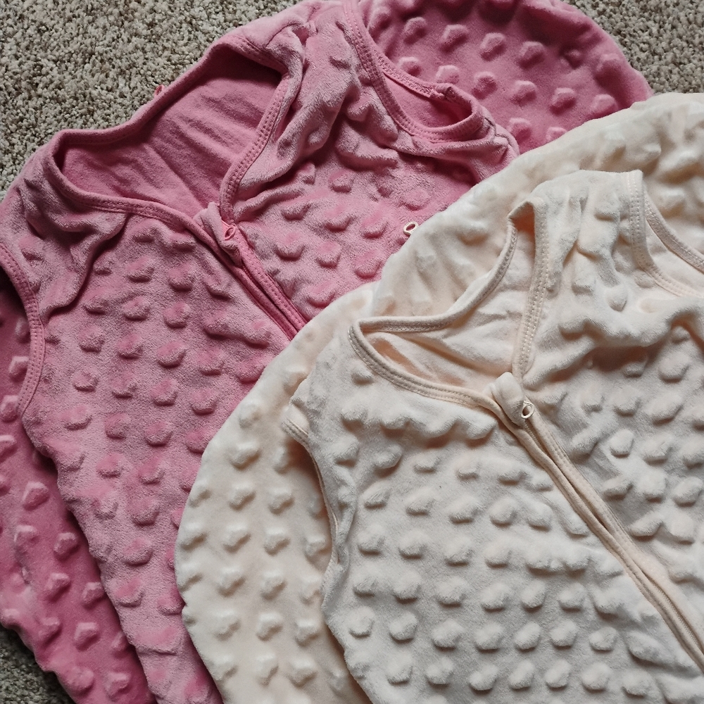 Set Of 2 Sleep Sacks TOG 1.5 | Cotton Lined Plush Minky Outer | Size 6-12M